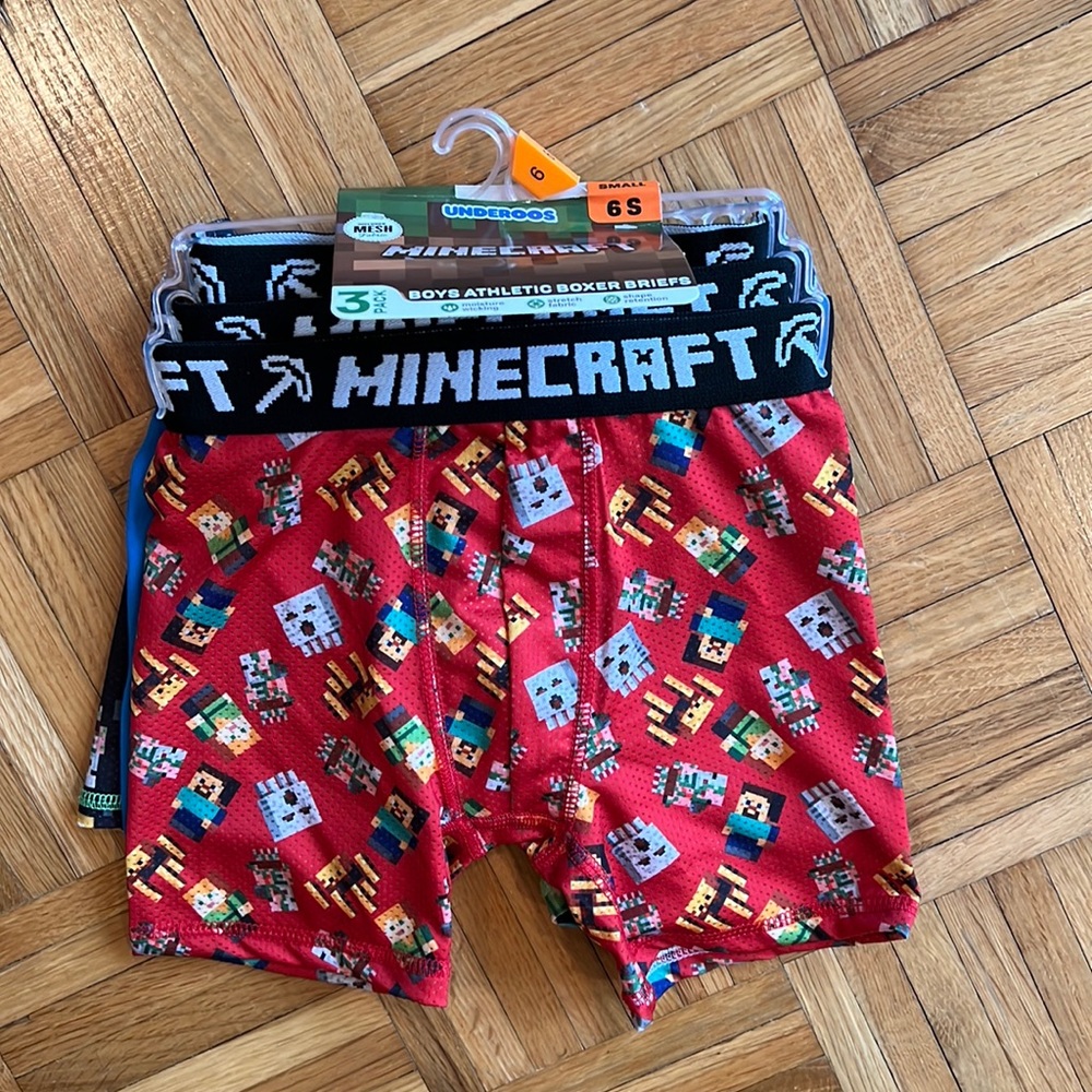 Boys Minecraft underoos athletic boxer briefs size 6S (3pack) NEW w tags